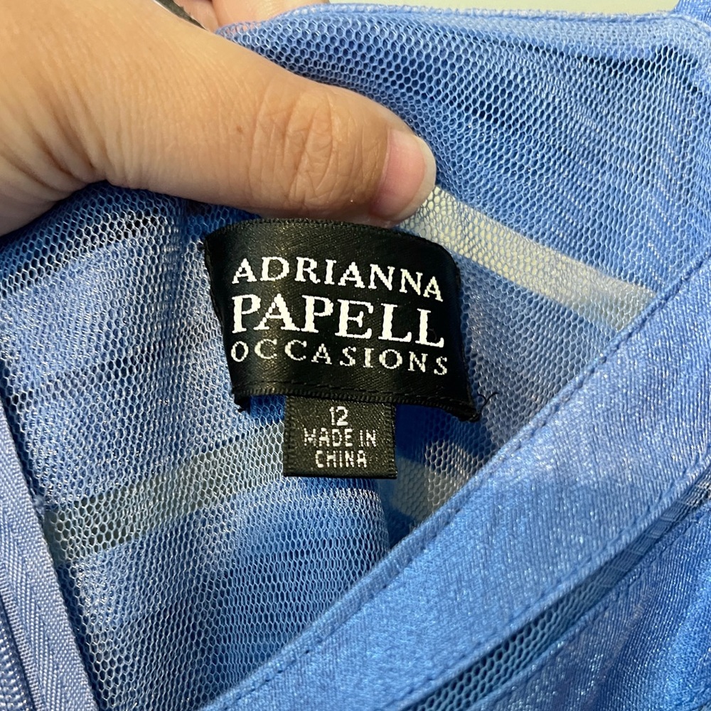 Adrianna Pappell Occations Tiered‎ Cocktail Dress Shimmer Dusty Blue Size 12 - Picture 7 of 9